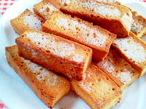 失敗は成功の元 残念なスポンジdeケーキラスク レシピ 作り方 By Mama Papa 楽天レシピ